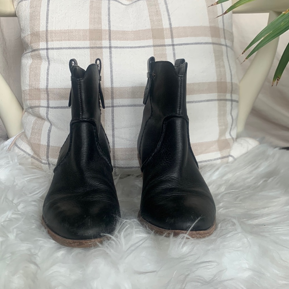 Black leather boots with 2.5” heel